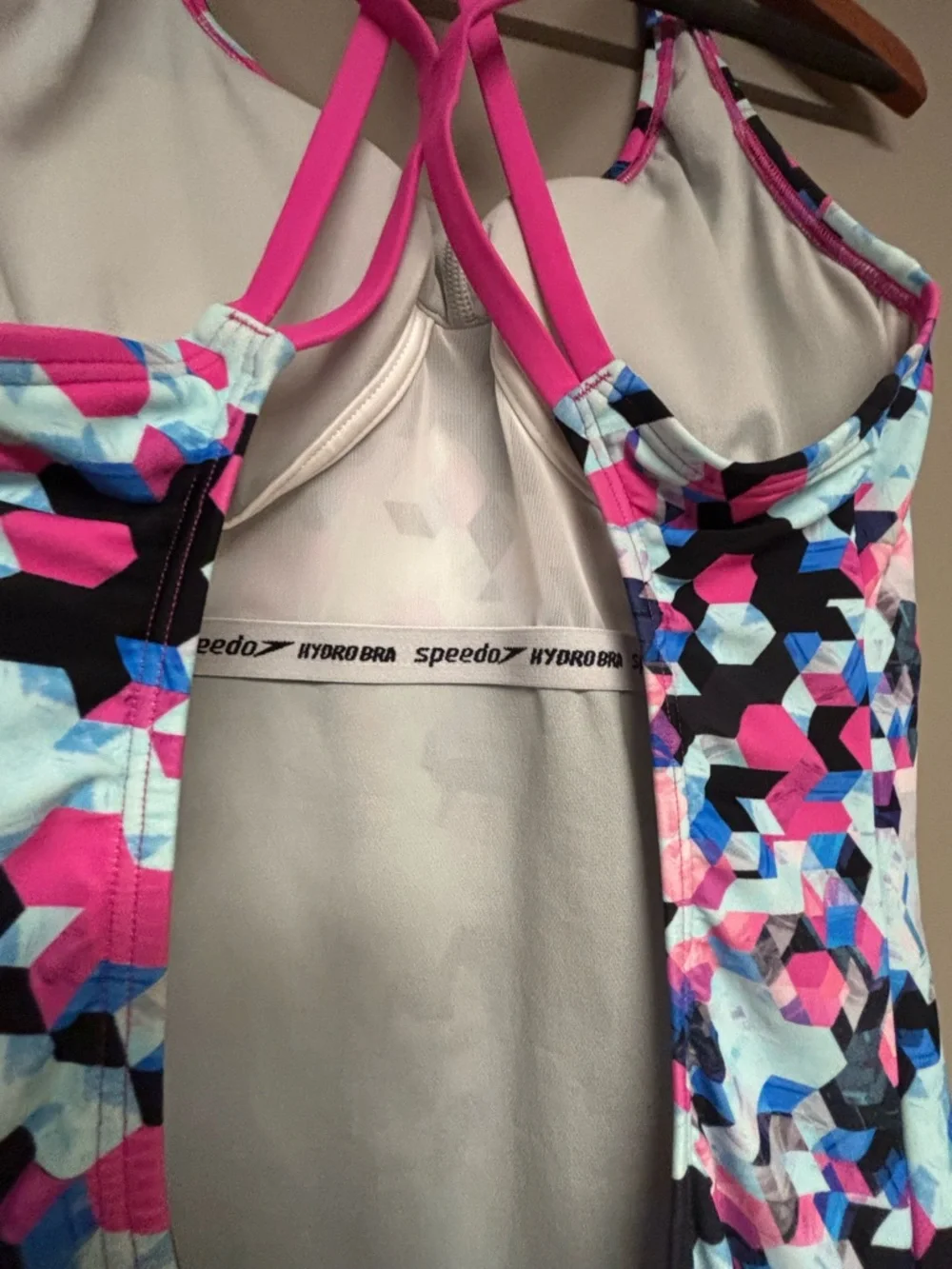 Speedo Colorful Geometric One-Piece Swimsuit - Pink, Black, Blue - Picture 5 of 7